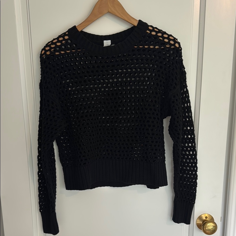 Old Navy Black Crew Neck crochet Sweater